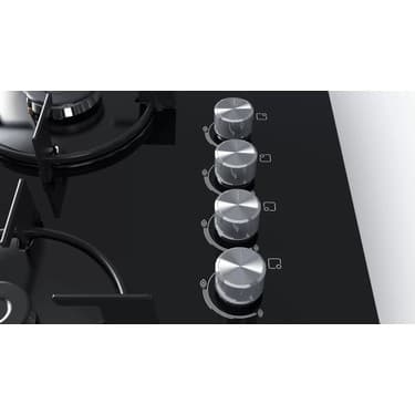 Bosch POP7C6O10O 4 Gözü Gazlı Siyah Cam Ankastre Ocak 2