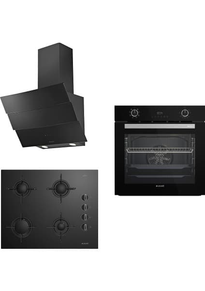 Arçelik New Star Siyah Cam Ankastre Set ( P12YES-ARC -T 651ES - Afc 340 S)