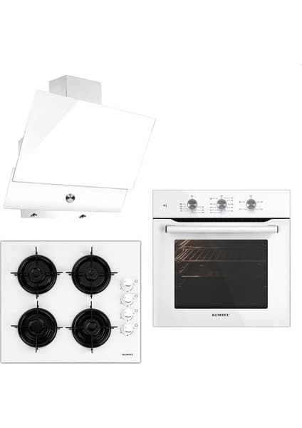 Kumtel Beyaz Ankastre Set (KO40TA Ocak - B66S2MT Fırın - DA6830 Davlumbaz) 6