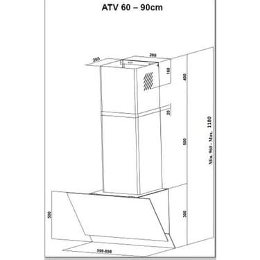 Teka - Atv 90 Beyaz - Duvar Tipi Davlumbaz - 550 M³/h - Beyaz Cam - 60 cm - 40495052 2