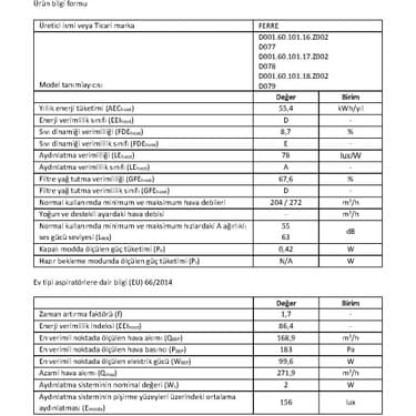 Ferre D077 Flowart Serisi Tek Cam Dokunmatik 60 cm Siyah Davlumbaz (500 m³/h) 3