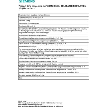 Siemens WQ44G2CTTR 9 KG Isı Pompalı Çamaşır Kurutma Makinesi 5