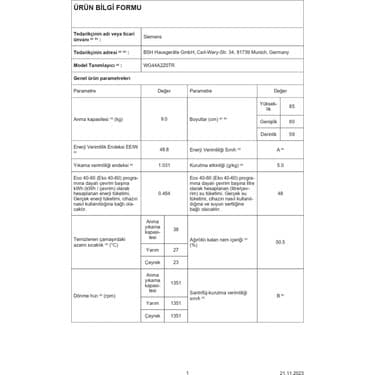 Siemens WG44A2Z0TR IQ300 A Enerji Sınıfı 9 kg 1400 Devir Çamaşır Makinesi 5