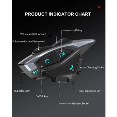 Blic Intercom Kask Kulaklık Bluetooth Motosiklet Kulaklık 5.0 Çift Bağlantı Eşleşme Intercom Universal Shark-02 3