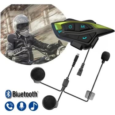 Blic Intercom Kask Kulaklık Bluetooth Motosiklet Kulaklık 5.0 Çift Bağlantı Eşleşme Intercom Universal Shark-02 5
