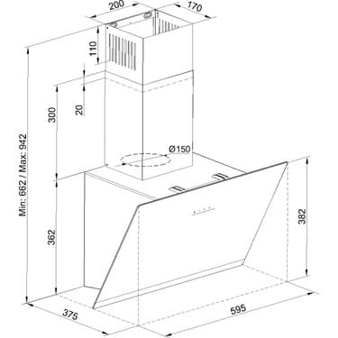 Tommatech TDE6004BG Duvar Tipi Davlumbaz 60 cm Siyah Cam 4