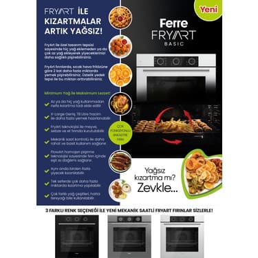 Ferre QXE62CS Fryart Basıc Siyah Ankastre Fırın (0+7 Konum) 3