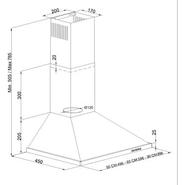 Tommatech TDP6001IM Piramid Duvar Tipi Davlumbaz 60 cm Inox 4