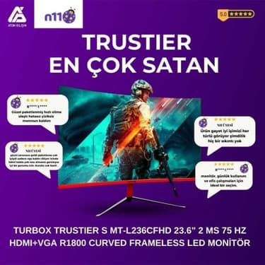 Turbox Trustier S Mt-L236CFHD 75Hz 2ms Vga Hdmi 1920x1080 23.6 inç R1800 Curved Frameless Monitör 2