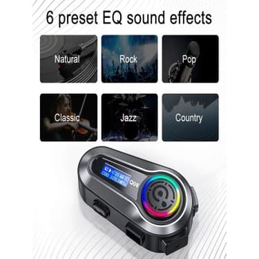 Deanb Q008 LCD Ekran Fm Radio Eq Ses Ipx6 Su Geçirmez Rgb Işıklı Bluetooth Motosiklet KASK Kulaklığı Interkom 4