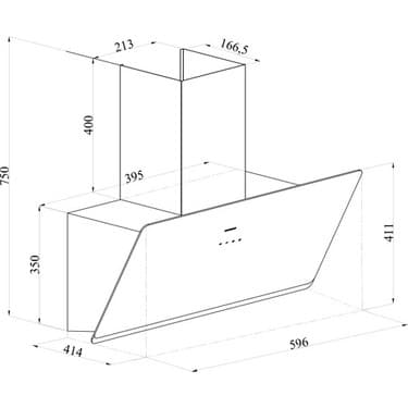 Silverline 3457 Soho Duvar Tipi 60 CM Davlumbaz siyah 4