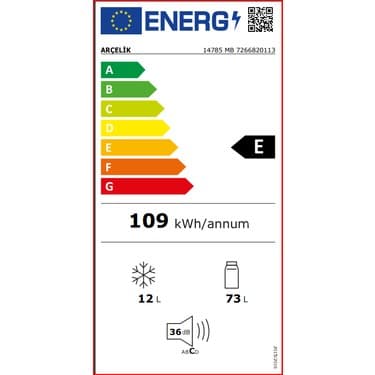 Arçelik 14785 MB E Enerji Sınıfı 12 lt Statik Mini Buzdolabı 4