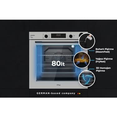 Tommatech TAF6004SSP Ankastre Elektrikli Fırın 60 cm Gri Cam 2