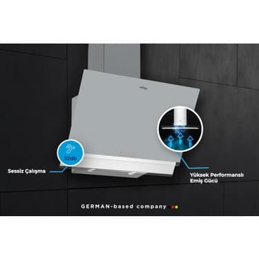 Tommatech TDE6003SG Duvar Tipi Davlumbaz 60 cm Gri Cam 2