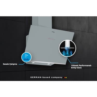 Tommatech TDE6004SG Duvar Tipi Davlumbaz 60 cm Gri Cam 2