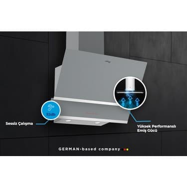 Tommatech TDE6001SG Duvar Tipi Davlumbaz 60 Cm Gri Cam 2