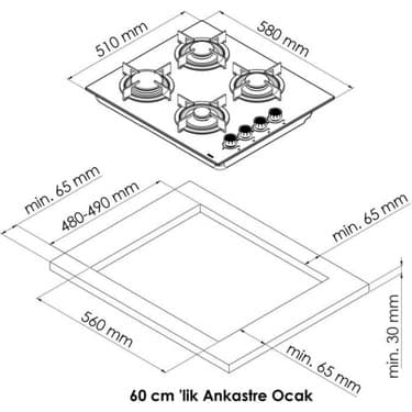 GL General Steamart Beyaz Ankastre Set Buhar Destekli (Gld 017B-GLF 64CB-GLO 206CB) 5