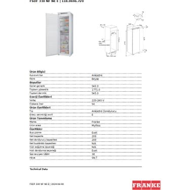 Franke Fsdf 330 Nf Ne E Enerji Sınıfı 209 Lt No Frost Ankastre Derin Dondurucu Beyaz 4