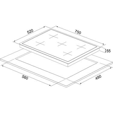 Silverline CS5426B01 75 cm Wok Gözlü Siyah Cam Ankastre Ocak 2