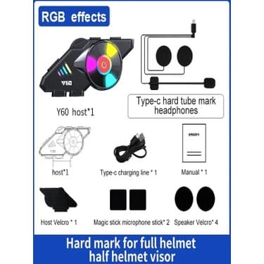 Deanb Y600 Ipx6 Su Geçirmez Rgb Bluetooth 5.3 Sesli Asistan Interkom Kask Kulaklığı 1000MAH 5