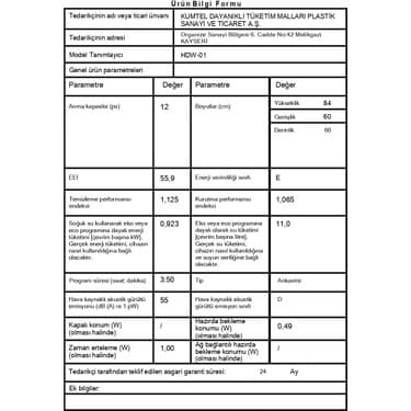 Kumtel HW-01 4 Programlı E Enerji Sınıfı Beyaz Bulaşık Makinesi 5