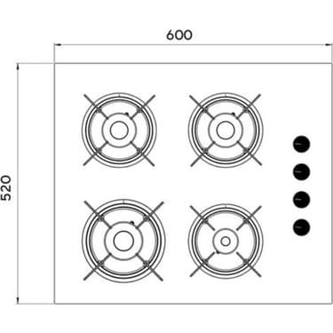 Tecna 6414-L Beyaz Emaye 4 Gözlü Ankastre Gazlı Ocak, 60 cm 2