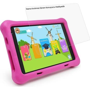NPO 8" IPS Ekran 4gb 64GB Android 13.0 A133P 1.8ghz Antişok Çocuk Tableti, Kids Tablet Pembe RS407+ 3