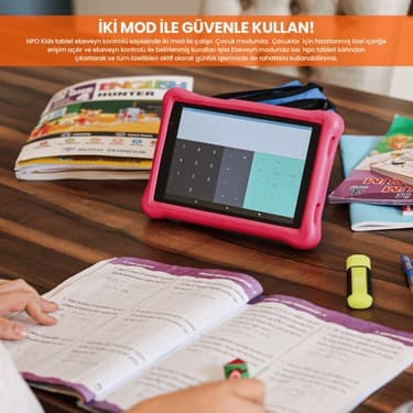 NPO 8" IPS Ekran 4gb 64GB Android 13.0 A133P 1.8ghz Antişok Çocuk Tableti, Kids Tablet Pembe RS407+ 4