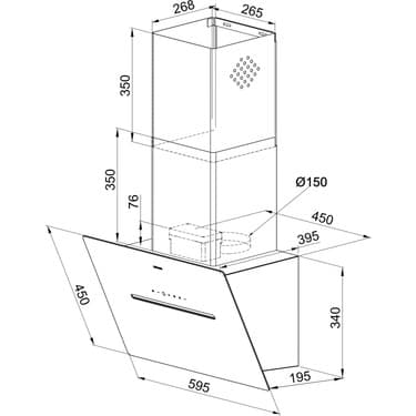 Kügerr D8 60 cm Siyah Cam Ankastre Sessiz Davlumbaz 5