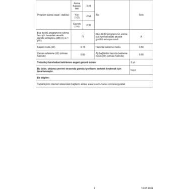Bosch WGA244Z1TR Serie 4 A Enerji Sınıfı 9 kg 1400 Devir Çamaşır Makinesi 5