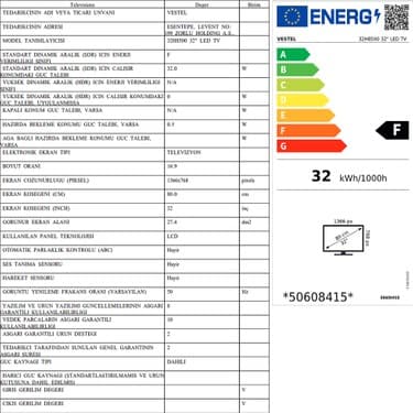 Vestel 32H8500 32" 81 Ekran Dahili Uydu Alıcılı HD Ready LED TV 6