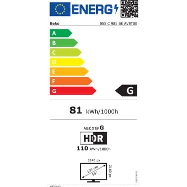 Beko B55 C 985 BE 55" 139 Ekran Uydu Alıcılı 4K Ultra HD Smart LED TV 6