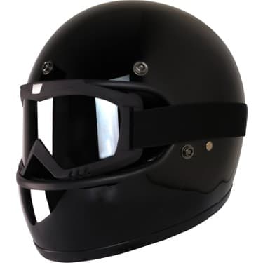 Motoanl Motosiklet Retro Kask Harley Cafe Racer Vespa Modüler ve Anti Uv Cross Gözlüklü Motor Kaskı Black 3