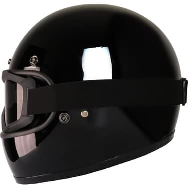 Motoanl Motosiklet Retro Kask Harley Cafe Racer Vespa Modüler ve Anti Uv Cross Gözlüklü Motor Kaskı Black 4