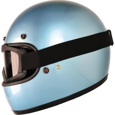 Motoanl Motosiklet Retro Kask Harley Cafe Racer Vespa Modüler ve Anti Uv Gözlüklü Motor Kaskı Blue 3