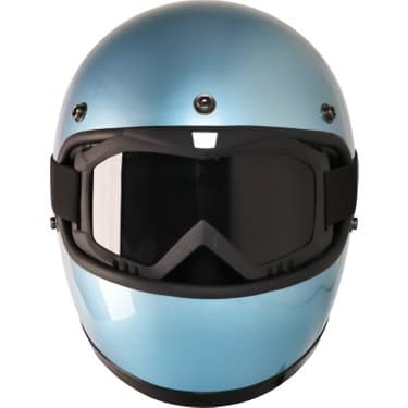 Motoanl Motosiklet Retro Kask Harley Cafe Racer Vespa Modüler ve Anti Uv Gözlüklü Motor Kaskı Blue 4