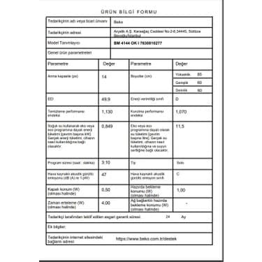 Beko Bm 4144 Ok I D Enerji Sınıfı 4 Programlı Inox Bulaşık Makinası (otomatik kapı açma özelliği) 5