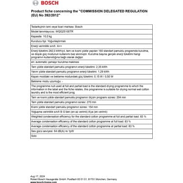 Bosch WQG25100TR 10 kg Çamaşır Kurutma Makinesi 5