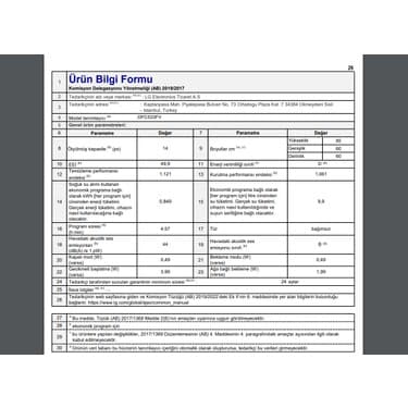 LG DFC533FV.APYPLTK D Enerji Sınıfı 14 Kişilik 10 Programlı Bulaşık Makinesi 5