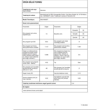Siemens SN216I00DT 6 Programlı 13 Kişilik Bulaşık Makinesi 7