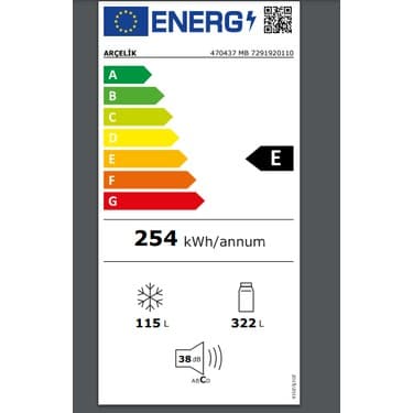 Arçelik 470437 MB E Enerji Sınıfı 254 Litre Statik Çift Kapılı Buzdolabı 4