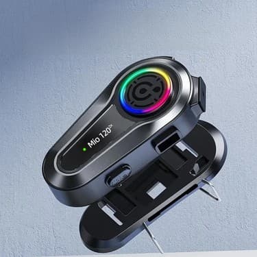 Mioji Mio 120 2x Rgb 1000MAH Ipx6 1500M 2 Kişilik Kask Intercom Motosiklet Bluetooth Kulaklık - Siyah 5