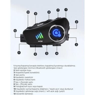 Torima Q28 Intercom +32GB Sd Kartlı Bluetooth Motorsiklet Kask Kulaklığı Interkom 3