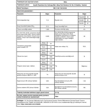 Beko cmx 11140 Çamaşır Makinesi + Km 1101 Kurutma Makinesi 7