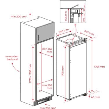 Teka - Rsf 73360 Fı Eu - Ankastre Tek Kapılı Dondurucu - 220 Lt - 60 cm - 113500010 2