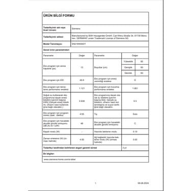 Siemens SN216W00DT 6 Programlı 13 Kişilik Bulaşık Makinesi 7