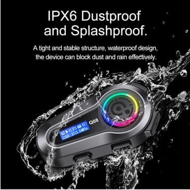 Tekno Trust Q08 Bluetooth Motosiklet Kask Kulaklığı 1000Mah Lcd Ekranlı Radyolu Rgb Işıklı Kulaklık Seti 4