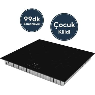 Kumtel I6-4tb Siyah Indüksiyonlu Ankastre Ocak I6-4tb 4