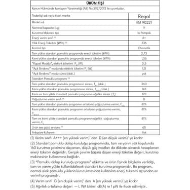 Regal Km 90221 9 kg A+ Isı Pompalı Kurutma Makinesi 3