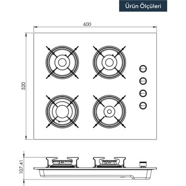 Kumtel Italian Design Cam Ankastre Ocak KO-40TAHDF 3